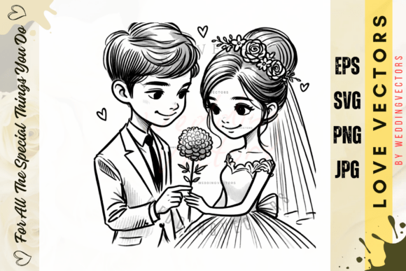 C27: Wedding Couple and Love Vectors for Elegant Design