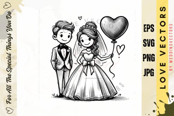 C3259: Wedding Couple & Love Vectors for Elegant Design