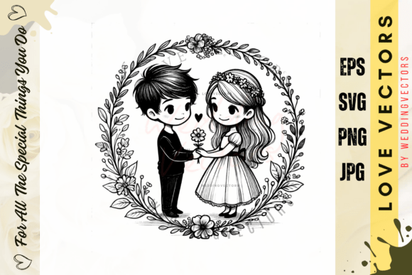 C3608: Fine Line Vectors for Wedding & Love Designs