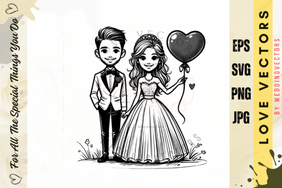 C3729: The Modern Romance of Wedding Couple Vectors