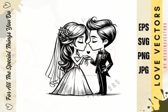 Capturing Elegance: The C3625 Wedding Couple Vector Collection