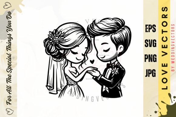 Capturing Modern Romance with Wedding Couple and Love Vectors - C3869