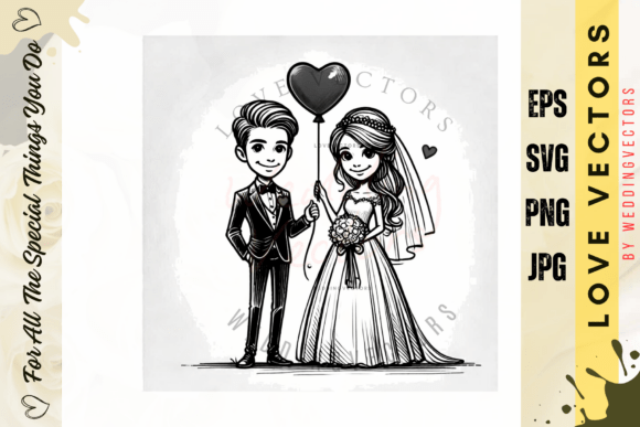 Elegant Simplicity: The Wedding Couple and Love Vectors Collection