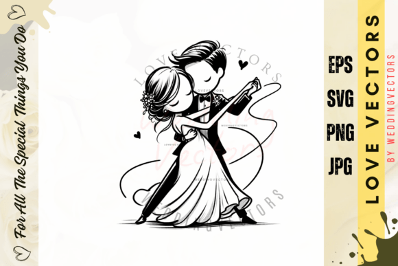Elegant Wedding Couple and Love Vectors: C3903 Design Guide