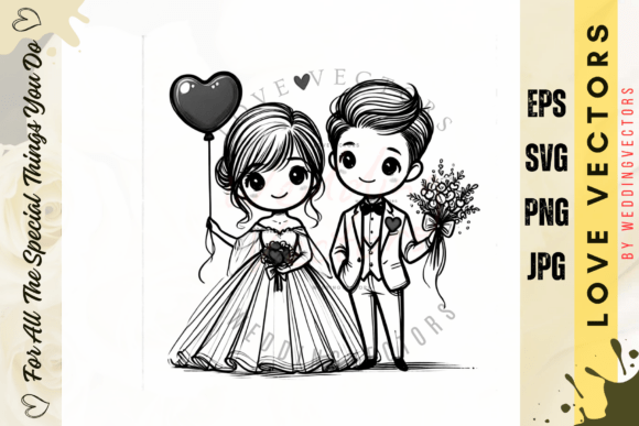 Enchanting Wedding Couple & Love Vectors: C3902 Design Guide