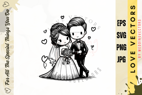 Wedding Couple and Love Vectors - C2687: Elegant Design Assets