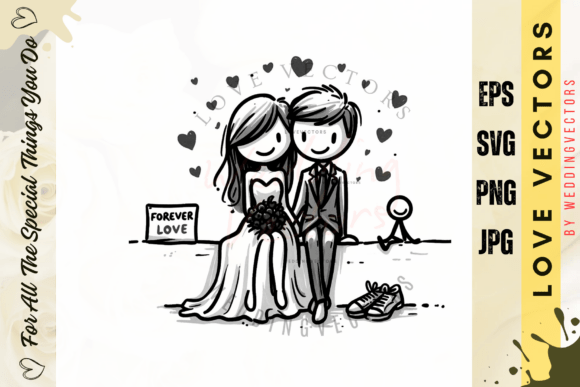 Wedding Couple and Love Vectors - C3764: Capturing Romance in Design