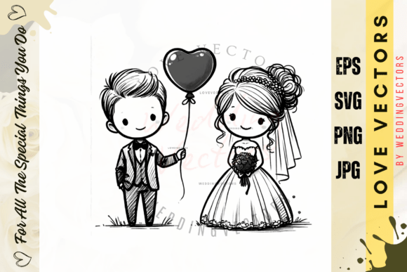 Wedding Couple and Love Vectors - C3779: Crafting Timeless Romance