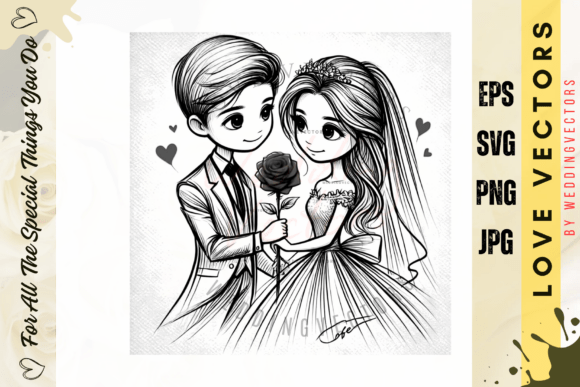 Wedding Couple and Love Vectors - C386: Crafting Romantic Visuals