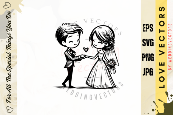Wedding Couple and Love Vectors - C3861: A Designer's Guide to Elegant Line Art
