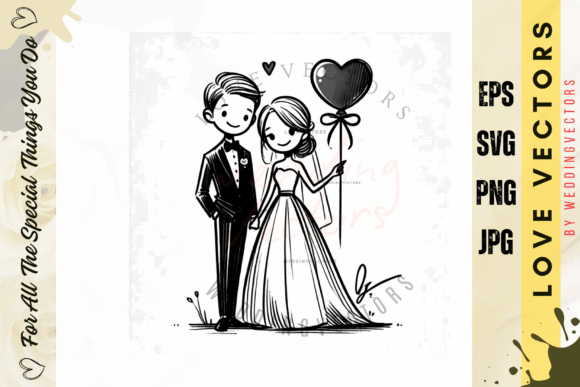 Wedding Couple and Love Vectors - C3892