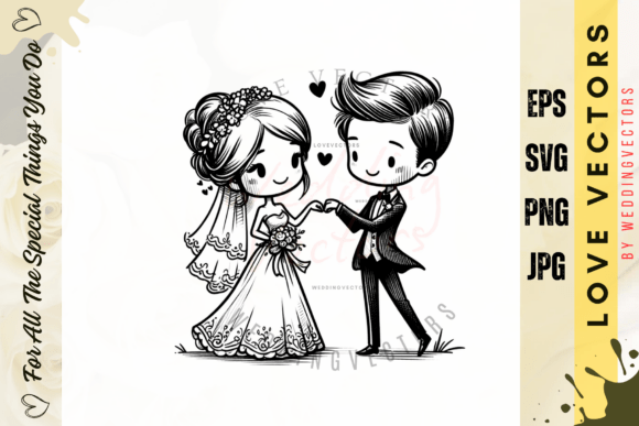 Wedding Couple and Love Vectors: The C3844 Collection